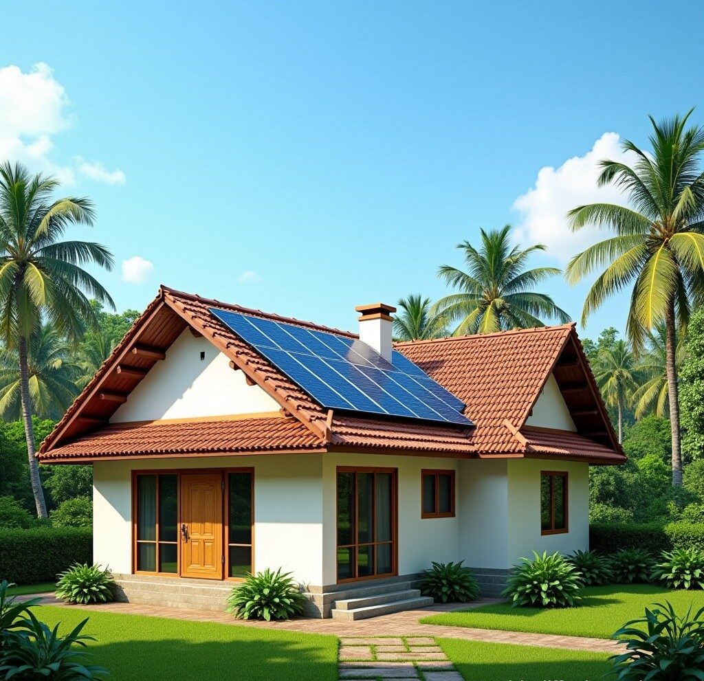 5kw Solar Panel Price in India with Subsidy a house with a solar panel on the roof