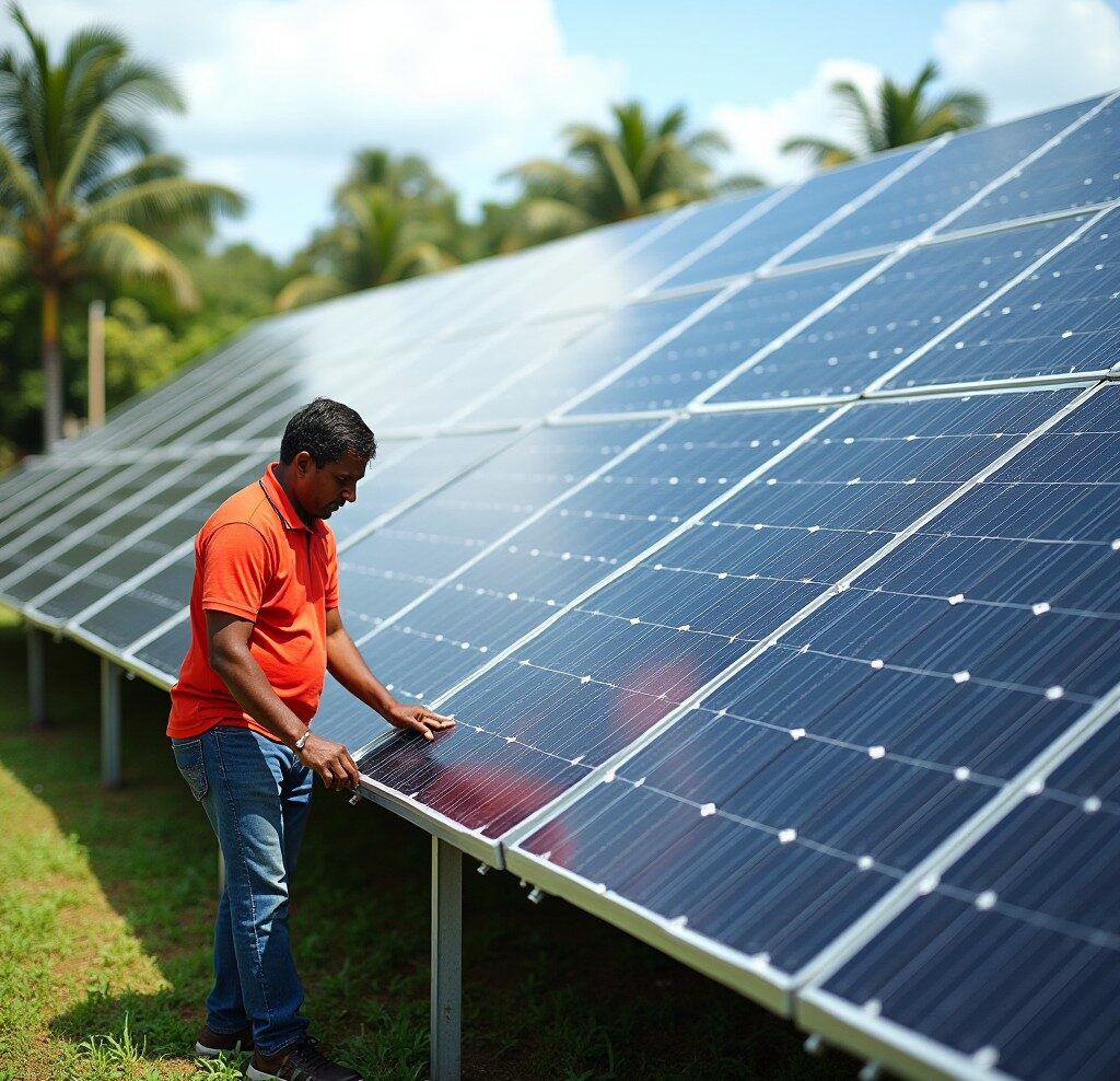 Best Solar Company In Ernakulam Top 10 solar companies in Kerala a man standing next to solar panels